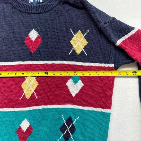 Par Four Womens Vintage Argyle Golf Crewneck Pullover Sweater Size L Preppy - Picture 10 of 11
